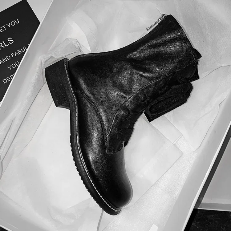 Prova Perfetto Brand Design Women Boots Genuine Leather Short Boots Women Leisure Fashion Runway Show Women Shoes Winter Boots