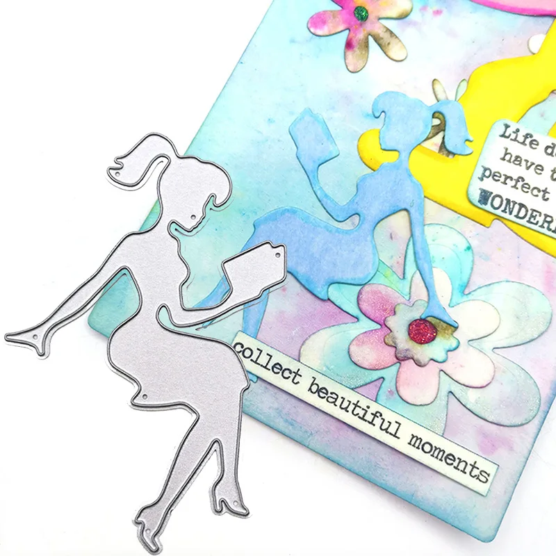 

Julyarts The Girl Reading A Book Dies Scrapbooking Nouveau 2020 Metal Dies Decoration Scrapbook Paper Craft Knife Mould