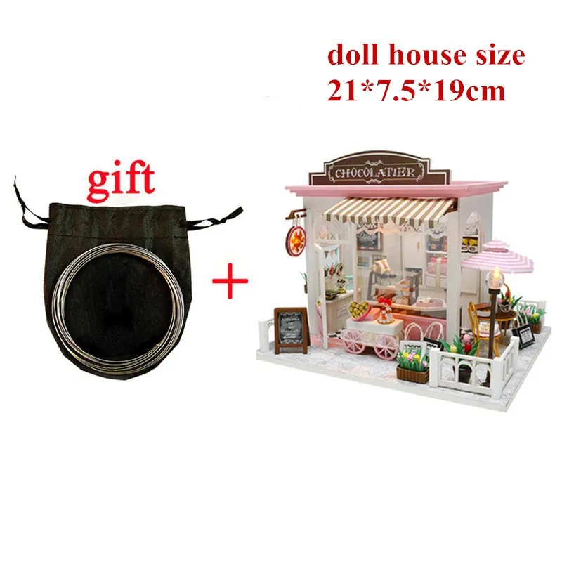 3D Деревянный Кукольный дом Вилла мебель DIY Миниатюрная модель светодиодный светильник 3D Деревянный кукольный домик рождественские подарки игрушки для детей - Цвет: F doll house