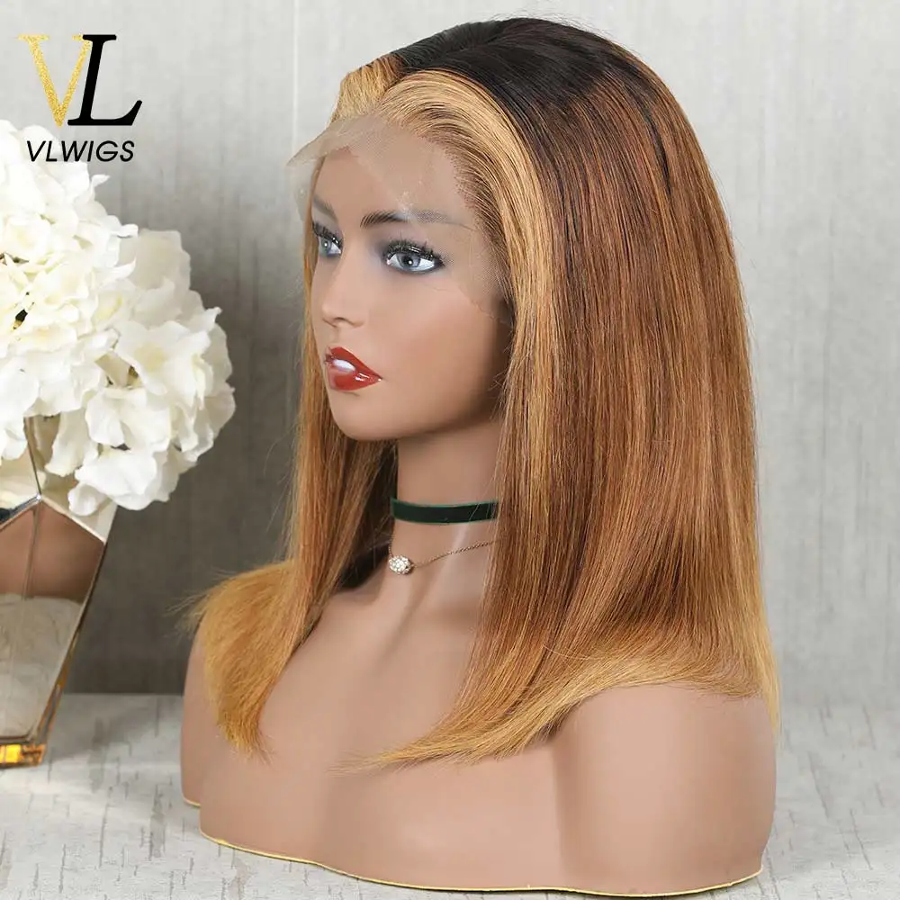 VLwigs Ombre 13x6 парик из человеческих волос на сетке спереди прямые предварительно