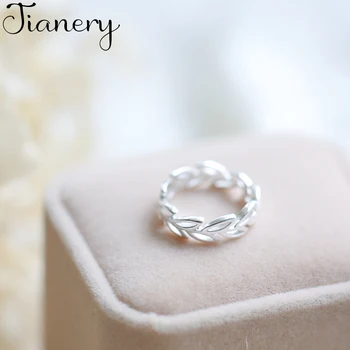 

JIANERY Vintage Handmade 925 Sterling Silver Leaf Rings For Women Men Adjustable Size Thai Silver Rings Personality