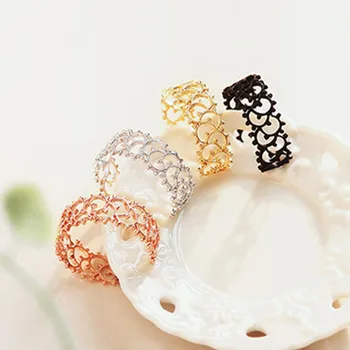 

New temperament butterfly rose bow rhinestone geometric blue pattern gem original jewelry ring hot sale