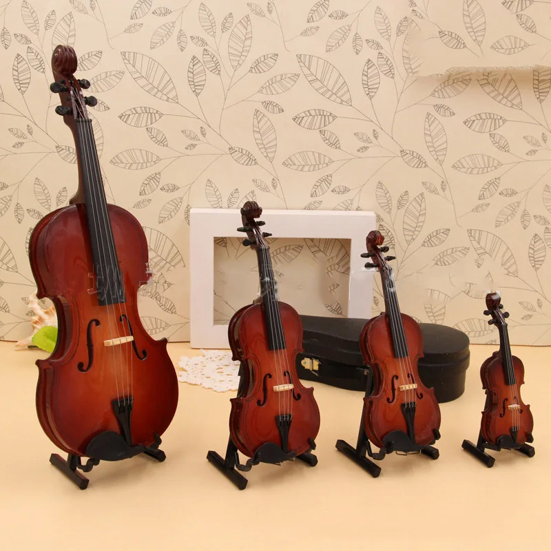 1 шт. деревянная миниатюрная скрипка модель с поддержкой и чехол мини музыкальный инструмент 1/12 кукольный домик 1/6 аксессуары