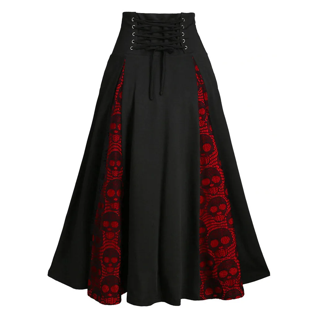 Women Plus Size Lace Patchwork High Waist Skirt Gothic Pleated Skirt Sweet Party Sweet Elegant Clothing Skirt New Arrival