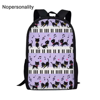 

Nopersonality Cute Music Cat Print School Backpack for Girls Elementary Kawail Daily Bagpack Durable Children Backbag 16Inch