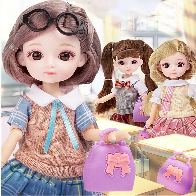 Кукла шарнирная 19 см с 3d-лицом большими карими глазами 13 подвижных суставов