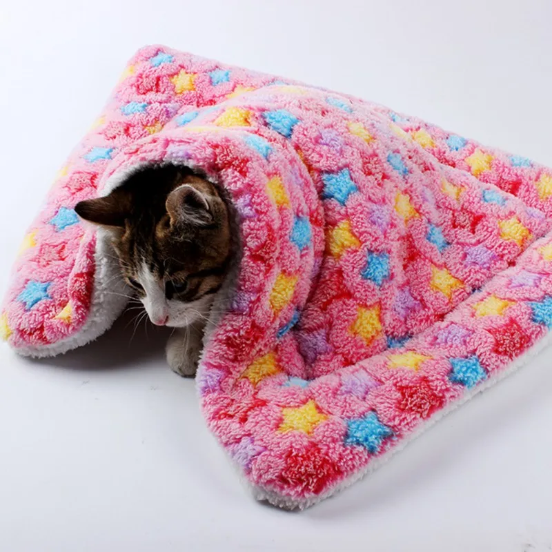 Cute Warm Pet Dog Cat Sleeping Blanket Portable Super Soft Plush Mat for dog Bed Cats and Dog Accessories