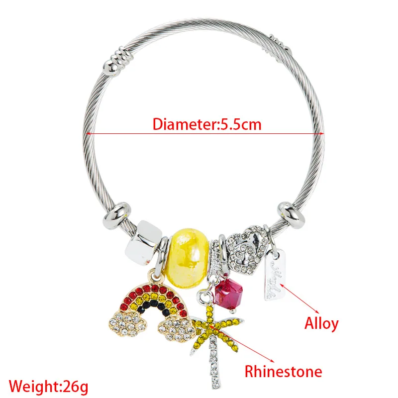 Bracelet en Acier Inoxydable avec Mauvais Œil pour Femme et Fille, Perles Mixtes, Strass Réglable, Étiquette Lettre, Manchette Ouverte, Bijoux DIY