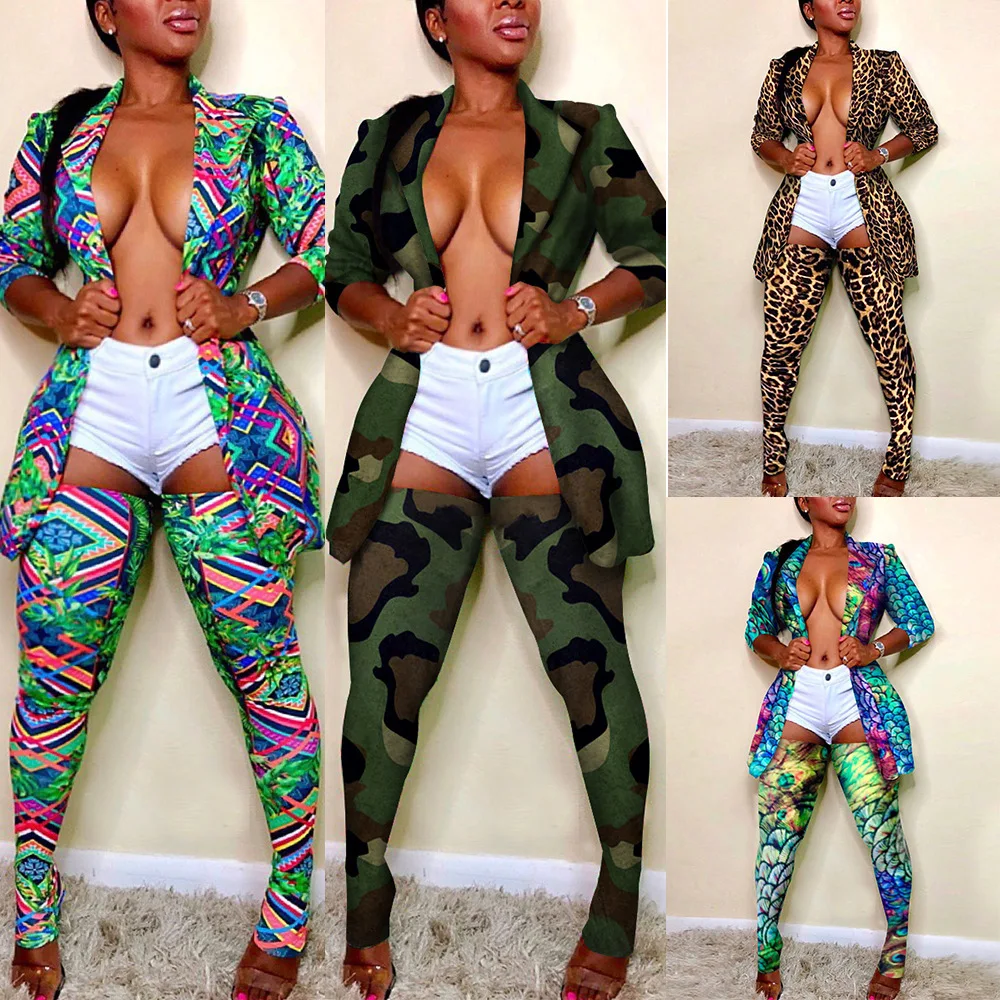 Женский зимний комплект спортивный костюм с длинным рукавом принтом блейзеры