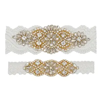 

MissRDress Wedding Leg Garter Rhinestone Flower Beads Sexy Embroidery Suspenders for Women Female Bride Thigh Ring Bridal Garter
