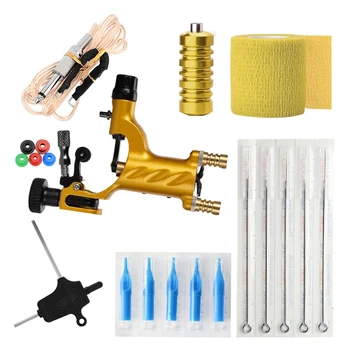 

ABVP Tattoo Machine Set Gold Not Completed Tattoo Kit Professional Rotary Needle Elastic Self Adhesive Grip