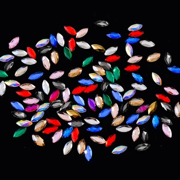 

New 15colors Sparking 20pcs/Lot Horse eye 3.5x8mm Rhinestone glass Crystal Flat Colorful Stones For 3D Nail Art Jewlery Making
