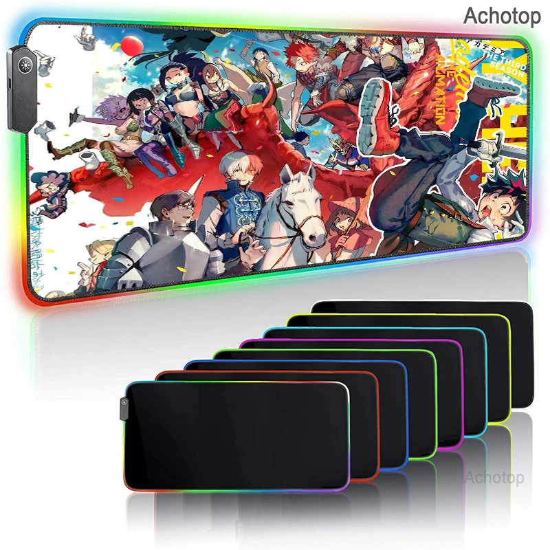 

My Hero Academia RGB Mouse Pad Anime Large PC Gamer Keyboard Desk Mat Gaming Accessories Carpet Kawaii Computer Laptop Mousepad