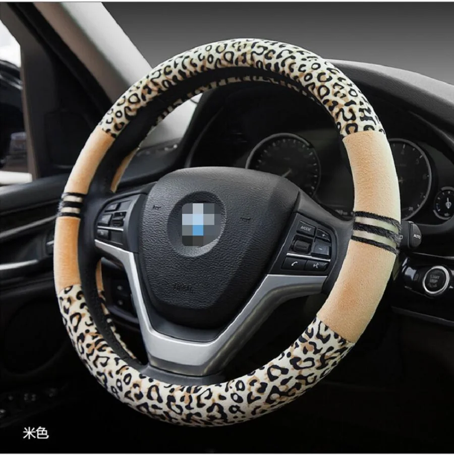 Style 4 Мультяшный автомобильный чехол на руль Леопард зимний разноцветный плюш чехол на рулевое колесо уровень резиновое внутреннее кольцо - Название цвета: Style 4