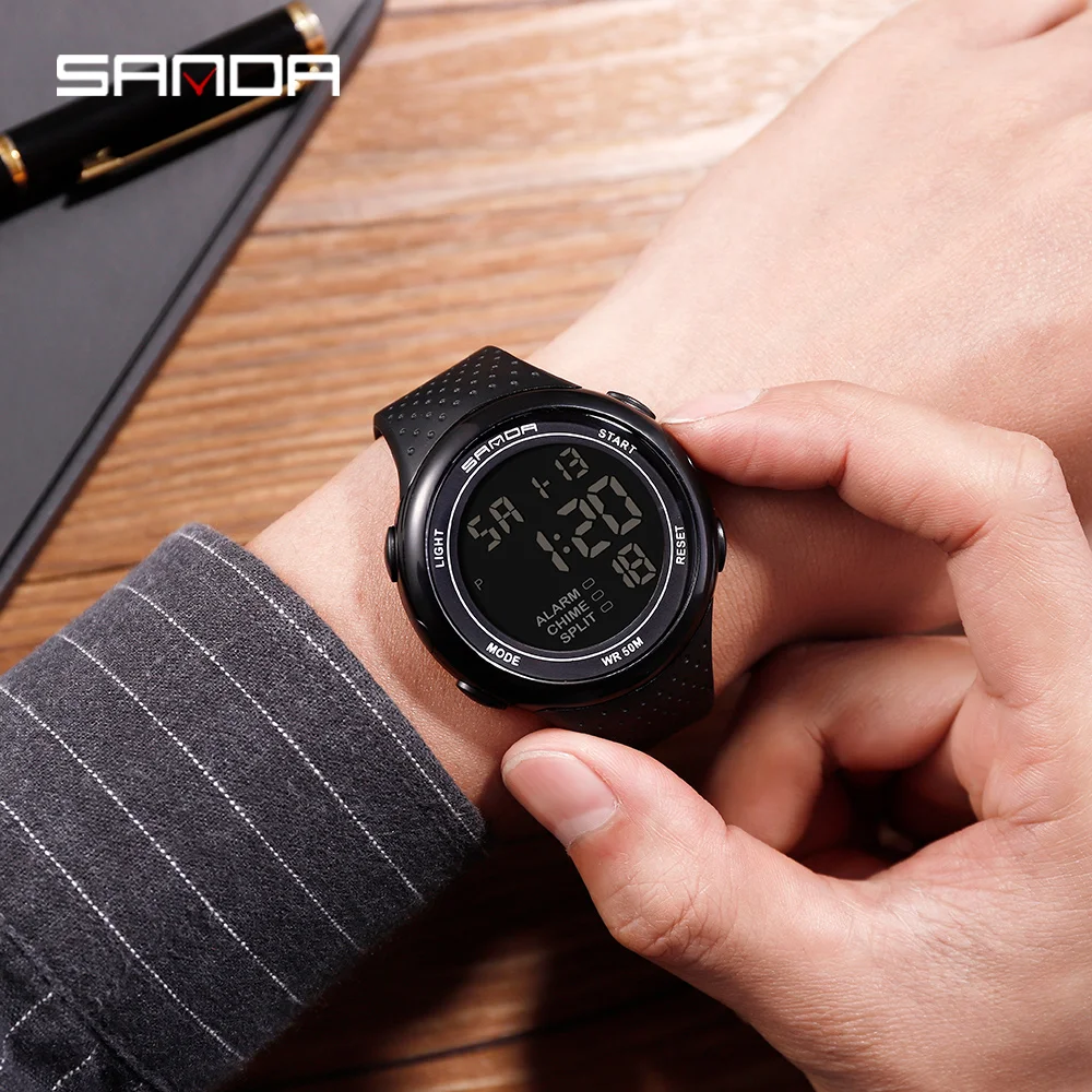 Sanda 375 мужские часы светодиодные цифровые часы Роскошные электронные часы Дайвинг Плавание Спортивные Наручные Часы relogio masculino