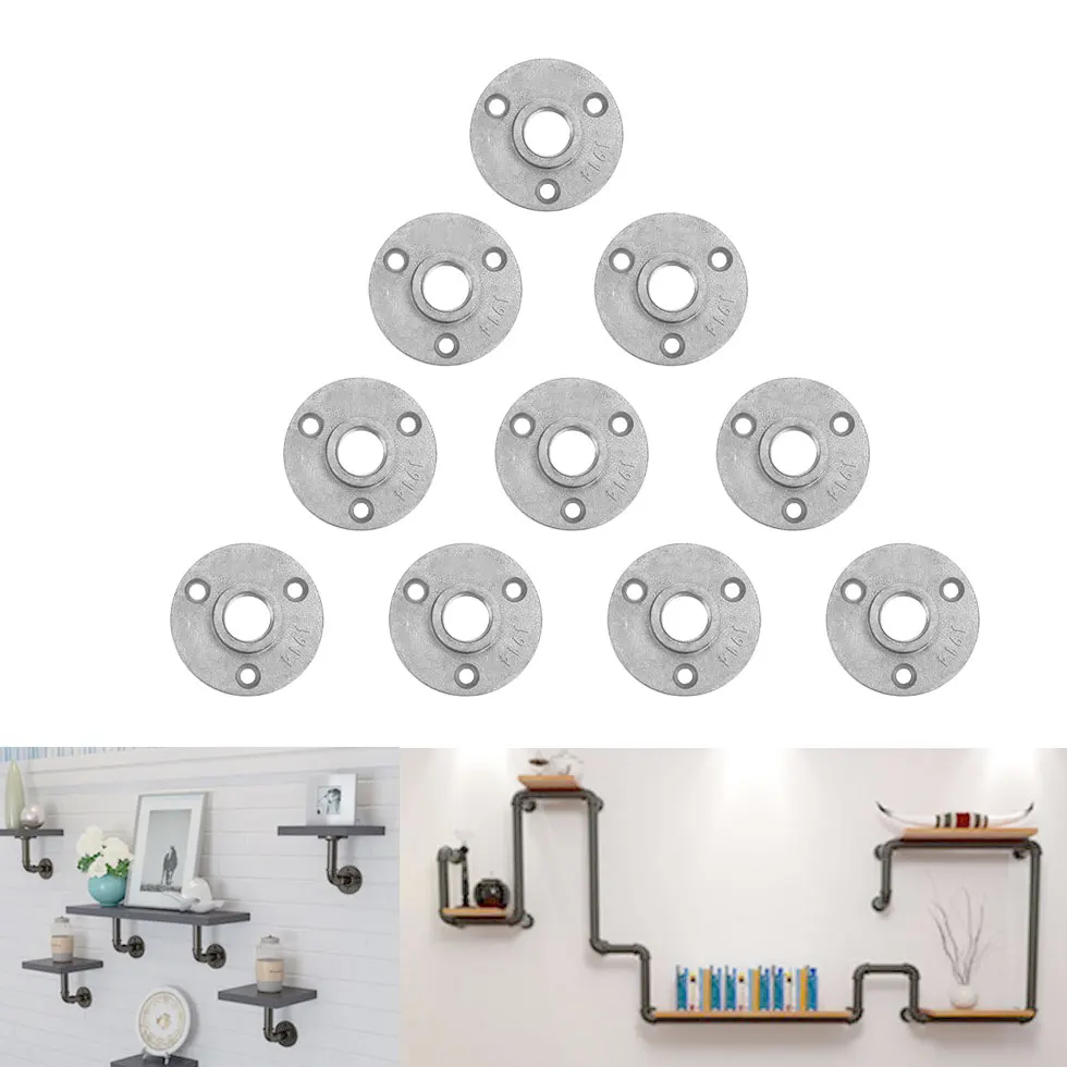 10 шт. алюминиевые декоративные фланцы из ковкого железа 1/2 дюйма DN15|Фланцы| |