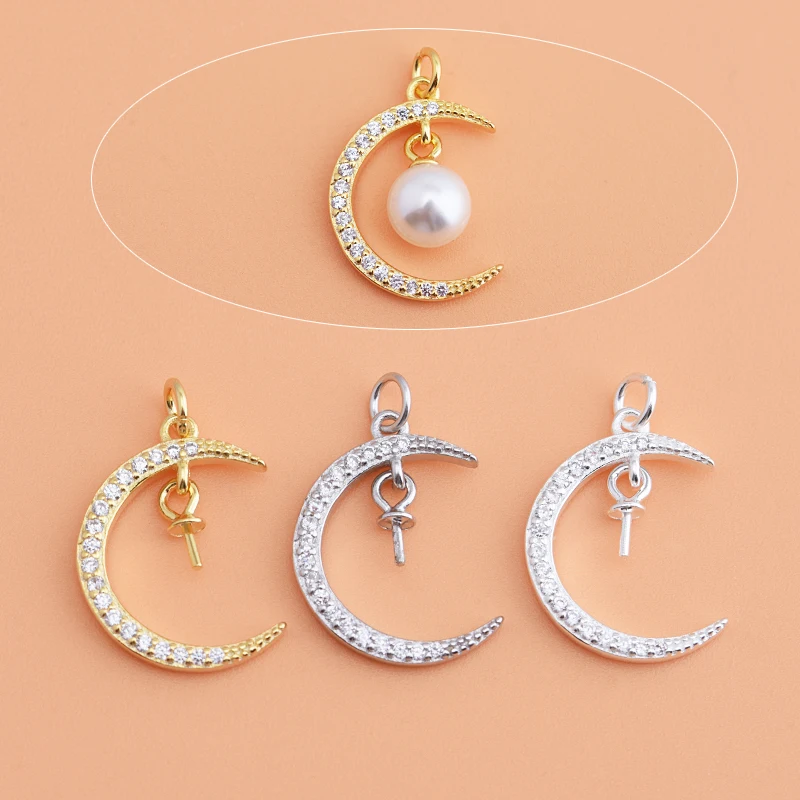 Bandeja de luna de Plata de Ley 925 con circón con micro incrustaciones, accesorios de joyería hechos a mano