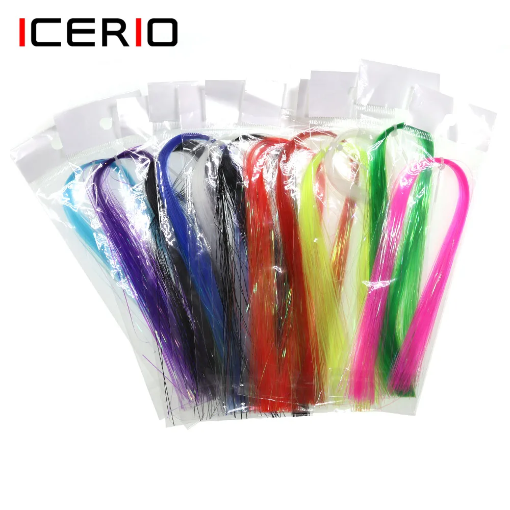 ICERIO 12packs 0.5MM/1/50" Flat Disco Pearl Sparkle Flash Crystal Tinsel Fly Tying Material Saltwater Streamer Bait Fish Lure | Спорт и