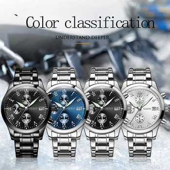 

OLEVS Men Chronograph Sport Quartz Watches Luminous Wristwatch Auto Date Time Hour Clock Reloj Hombre Mens Steel Watches