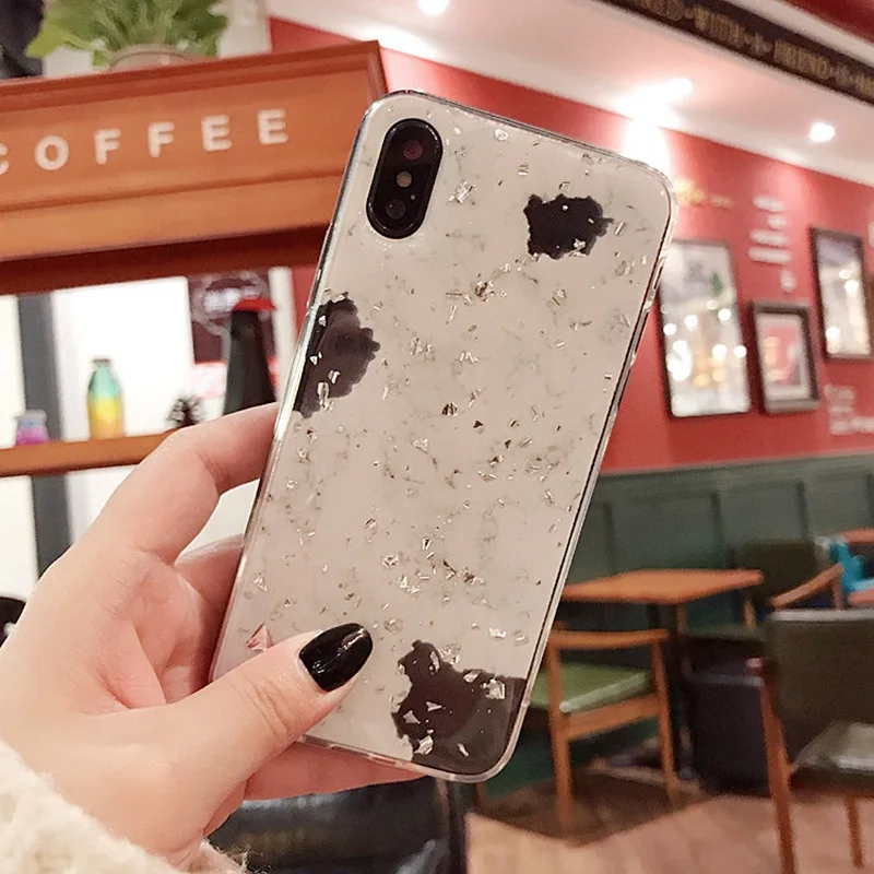 Подходит для iPhone11 6s 7 8 Plus X XR XS Max Золотая фольга мрамор блеск мягкий чехол для телефона Прозрачный чехол для телефона huawei Xiaomi