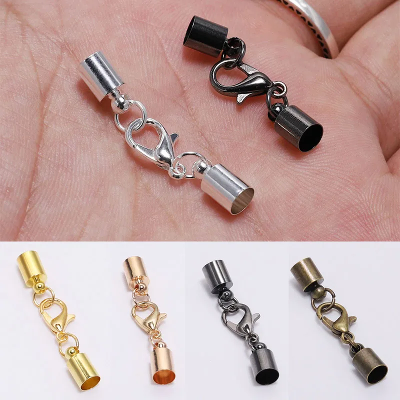 10pcs/lot Tassel Caps Leather Cord End Crimp Bead Lobster Clasps Connectors For DIY Necklace Jewelry Making Findings Accessories | Украшения