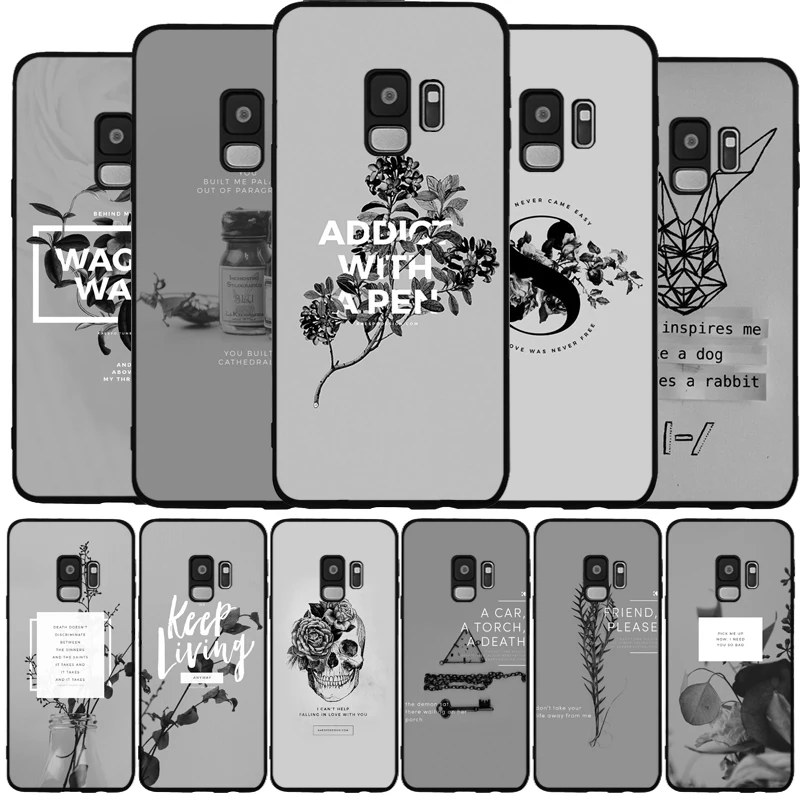 Gray minimalist Cover Soft Silicone TPU black Phone Case For Samsung Galaxy Note 8 9 S6 S7 EDGE S8 S9 S10 Plus | Мобильные телефоны