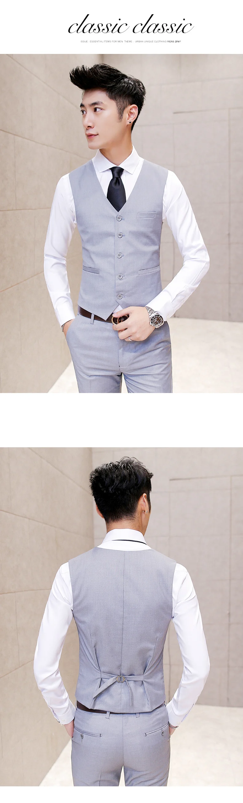 New Style Spring And Autumn Korean-style Slim Fit No Ironing Drape Versatile Men Waistcoat Fashion Candy Color Groom Waistcoat M