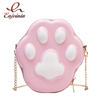 

Fun Cat Paw Design Young Girl Shoulder Bag Purses and Handbags Crossbody Chain Bag for Women Funny Bolsas Leather Clutch Bag