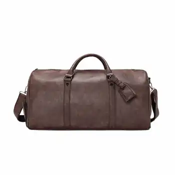 

Classic Men Vintage Duffle Bag Leather Chic Business Travel Bag Convenient Shoes Position Large Capacity Weekend Handbag DF411