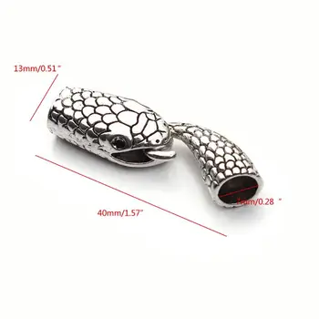 

10Pcs Antique Silver Alloy Snake Head Hook Clasp End Cap Hook Jewelry Clasp for Leather Cord Connectors Bracelet Making