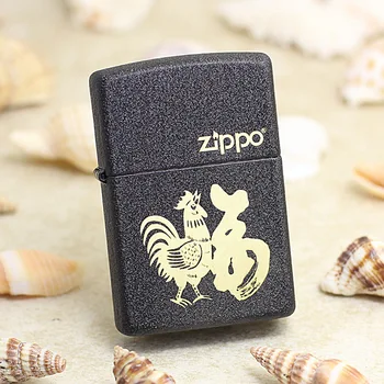 

Genuine Zippo oil lighter copper windproof 12 Zodiac Chicken cigarette Kerosene lighters Gift With anti-counterfeiting code