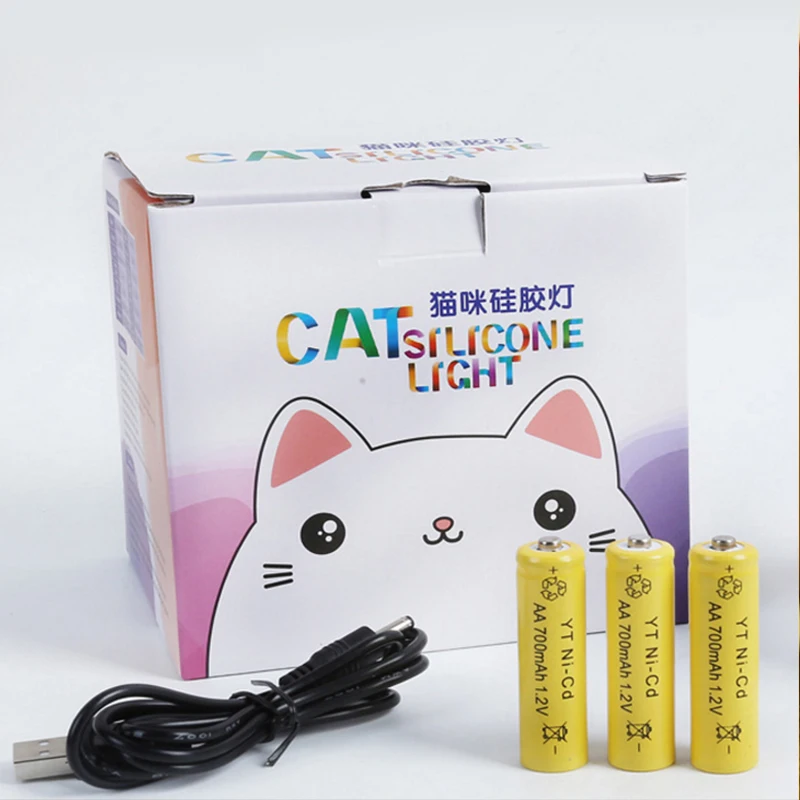 Силиконовая лампа BRELONG Cat с мультяшным животным, мини красочная силиконовая лампа с зарядкой от USB, милая декомпрессионная лампа pat