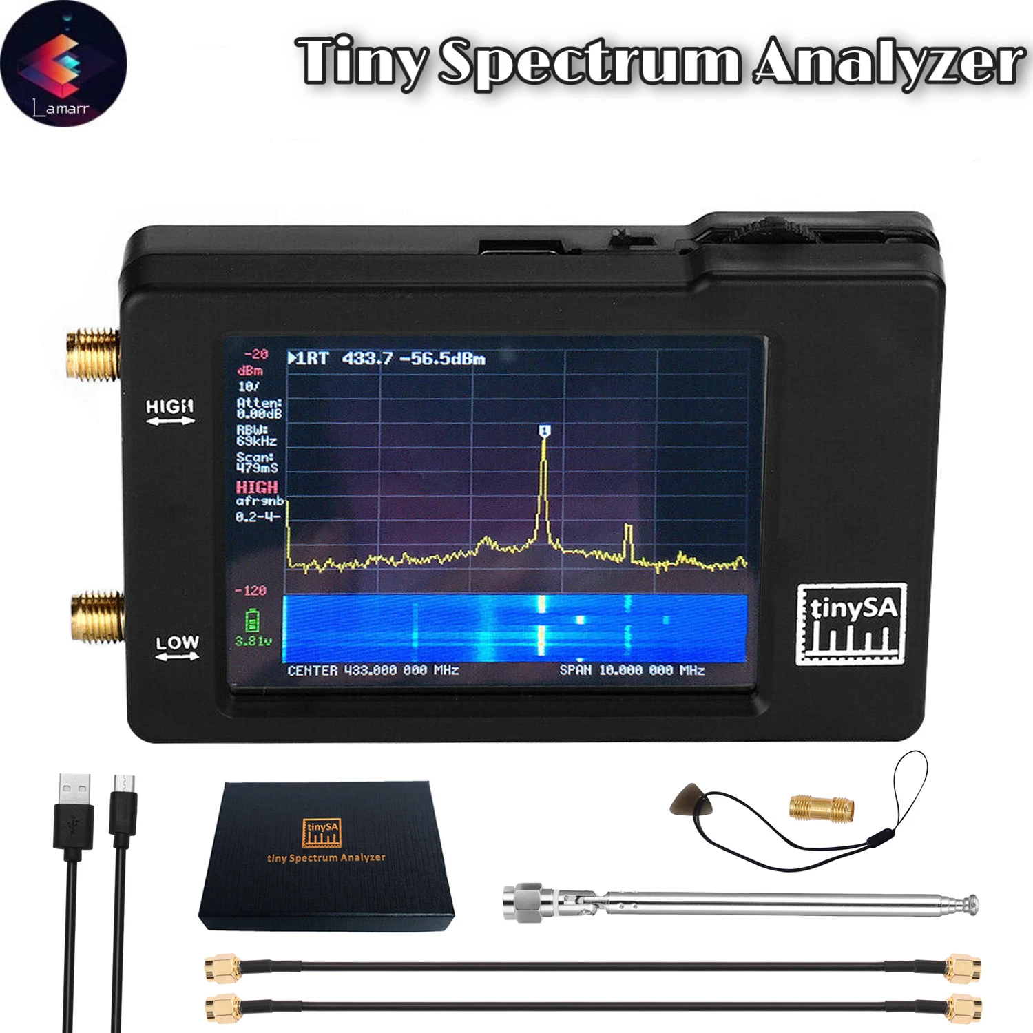 Tinysa Spectrum Analyzer Handheld Two Inputs Tiny 2.8 Inch Touching