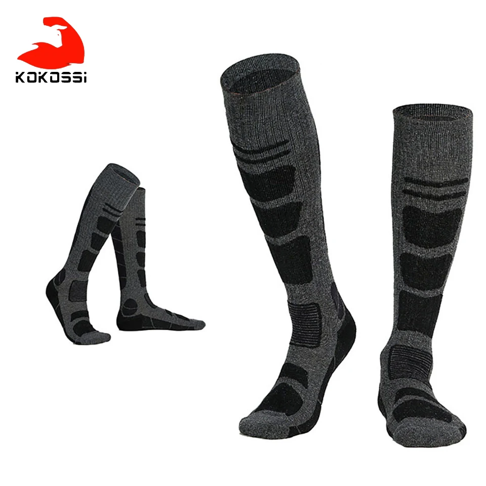 

Мужские Женские теплые лыжные носки KoKossi, зимние Бархатные уличные туристические длинные спортивные термоноски
