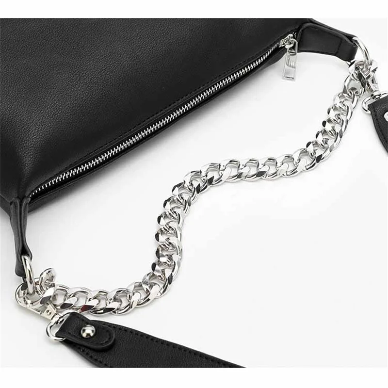 Fashion PU leather Baguette bag metal chain Shoulder Bags Brand Designer Crossbody Bags For Women 2021 Underarm Bag Women Clutch