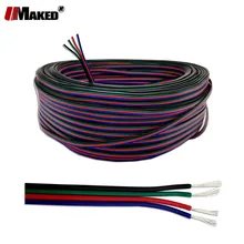 10 м 22AWG 20AWG 18AWG светодиодный кабель 4pin RGB кабели 4 цвета ЛУЖЕНАЯ МЕДЬ ПВХ изоляционные провода для RGB stirp светильник подключения питания