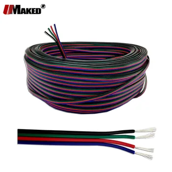

10m 22AWG 20AWG 18AWG LED Cables 4pin RGB cables 4 color Tinned copper PVC insulation Wires for RGB stirp light power Connect
