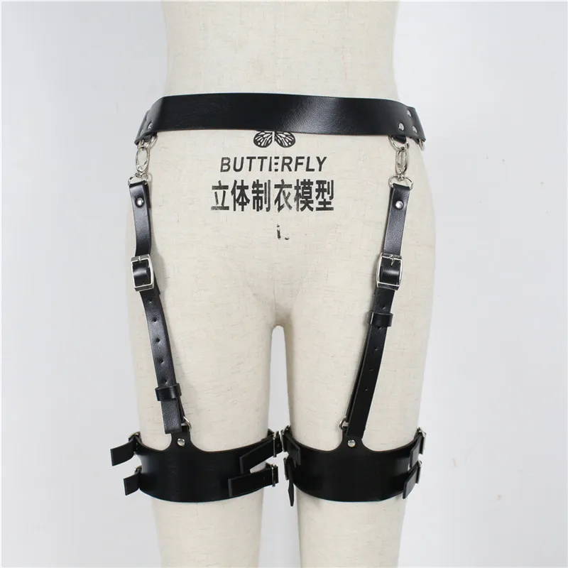 TRODEAM Leather Harness Leg Punk Garter Belt Waist Harness Thigh Cage Goth Lingerie Body Bondage Sexy Stockings Women Suspenders