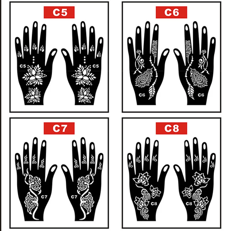 Temporary Tattoo Stencil Hand Henna DIY Body Art Sticker Template