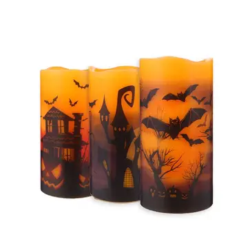

3Pcs Halloween Candles LED Light Flameless Candle without Battery for Halloween