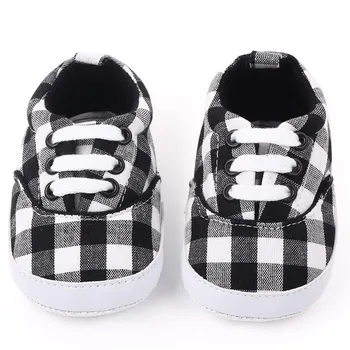 

Children Boys And Girls Plaid Front Lace-Up Shoes Soft Bottom Baby Shoes Обувь Для Малышей