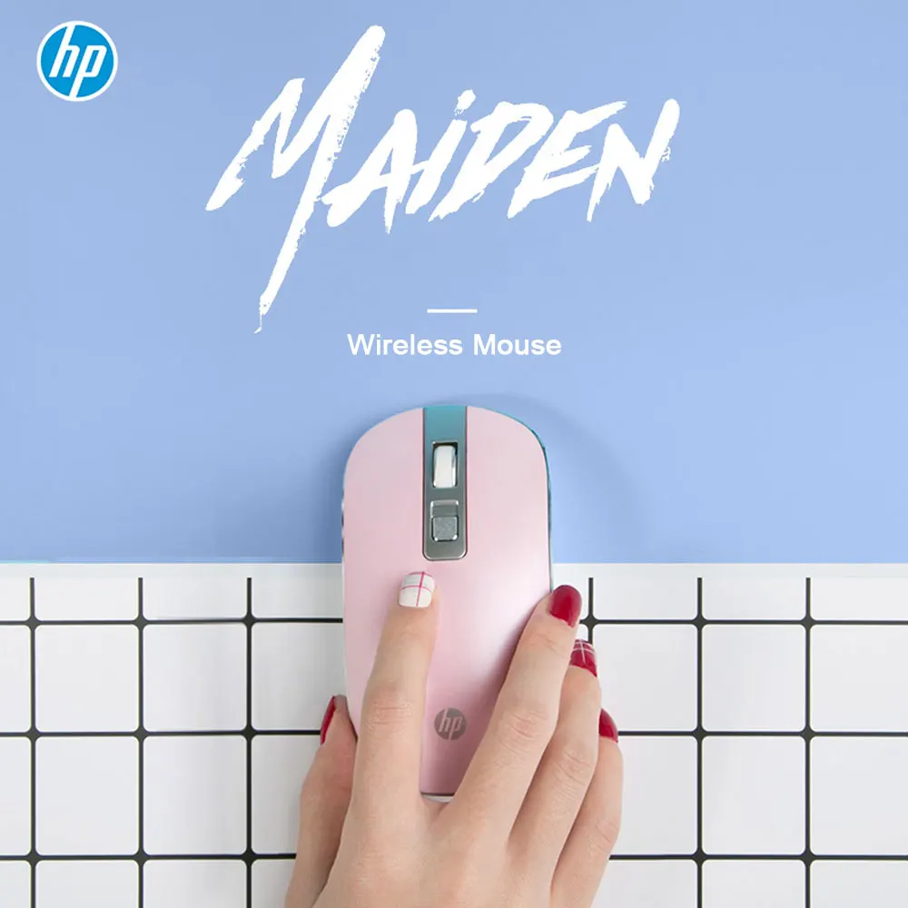 Розовая Беспроводная Бесшумная Мышь HP Kawaii милая облегающая мышь для девочек 1600