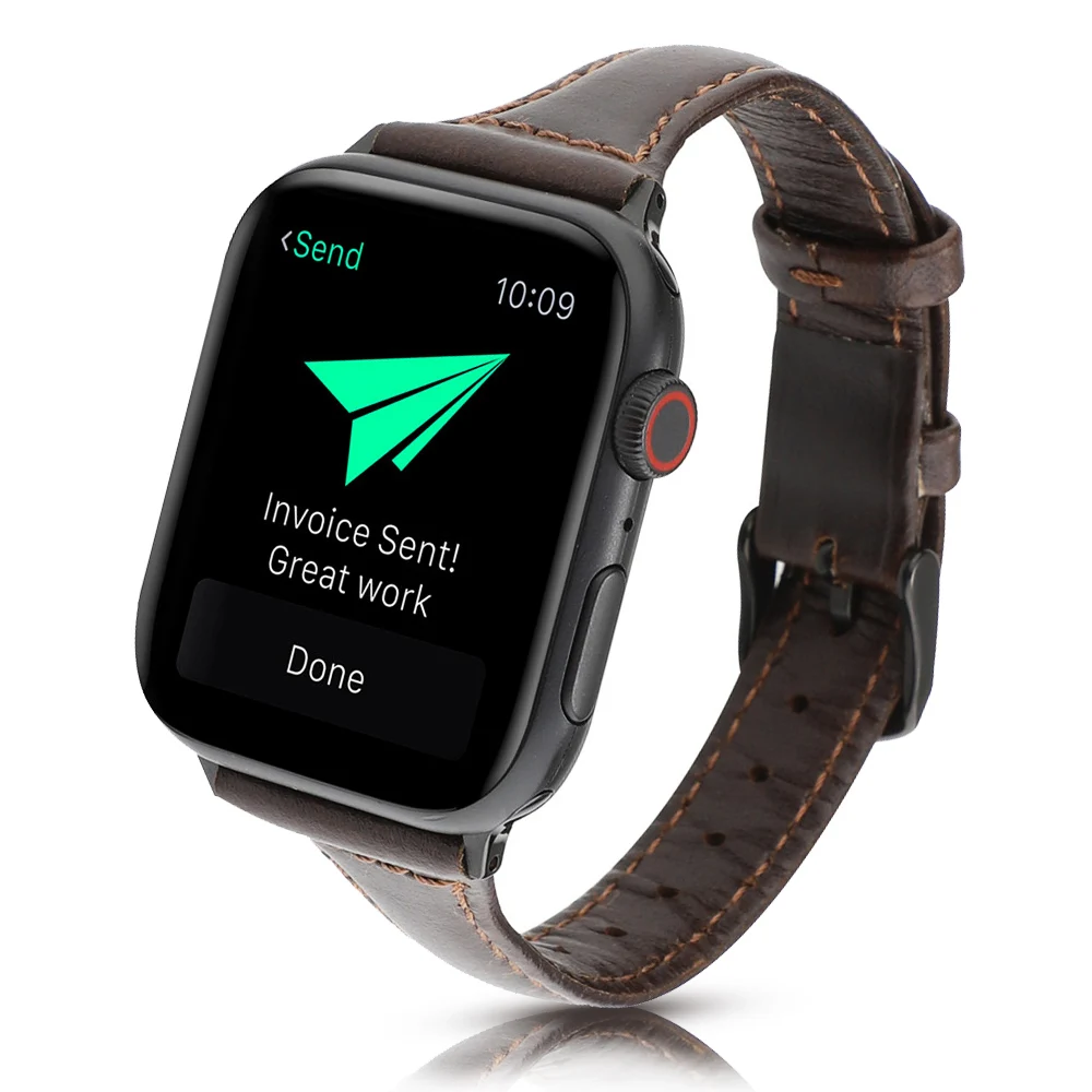 Масляный воск кожаный ремешок для часов тонкий ремешок для Apple Watch серии 5 4 3 2 1 наручный ремень для iWatch 40 мм 44 мм 38 мм 42 мм браслет