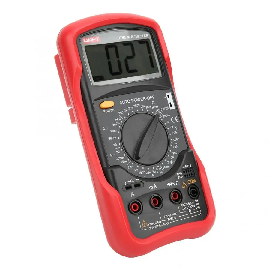UNI-T UT53 Digital Multimeter AC DC Voltmeter Ammeter Capacitance Ohmmeter Diode/Transistor Temperature Test