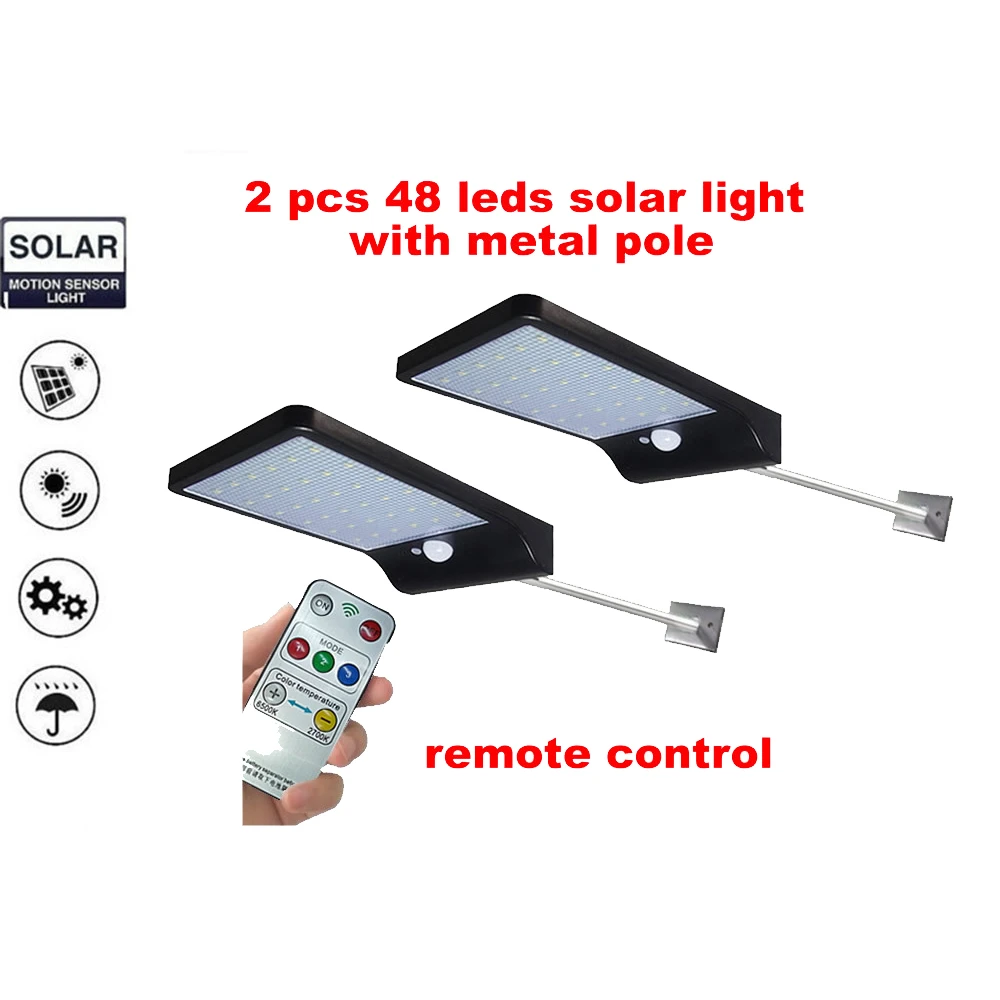 

2/4pcs PIR Solar Powered LED Wall Lamp 48 LED/LEDs Lights Wall Light Ray/Motion Sensor Light Motion Detection Path Garden Yard l