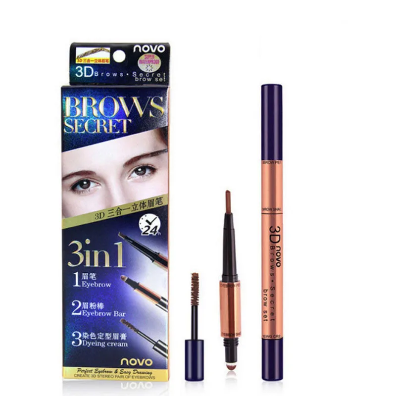 

Three-headed eyebrow makeup artifact eyebrow pencil eyebrow pencil eyebrow powder dyeing eyebrow cream waterproof not blooming