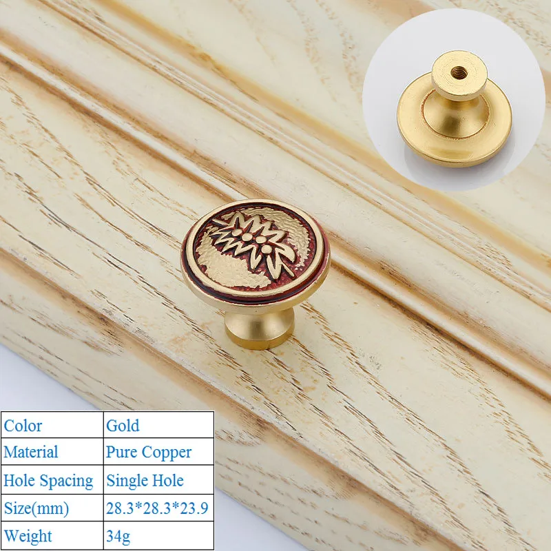 Gold 8004-Single LBA, европейский стиль, классическая декоративная мебельная ручка для выдвижных ящиков, дверная ручка из чистой меди, золотая ручка для ванной комнаты, спальни, шкафа, фурнитура, ручка - Цвет: Gold 8004-Single