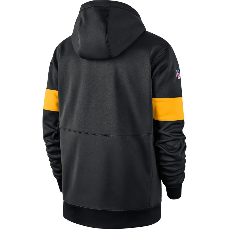 Питтсбург Steelers куртки мужские Sideline Производительность Полный-молния худи черный