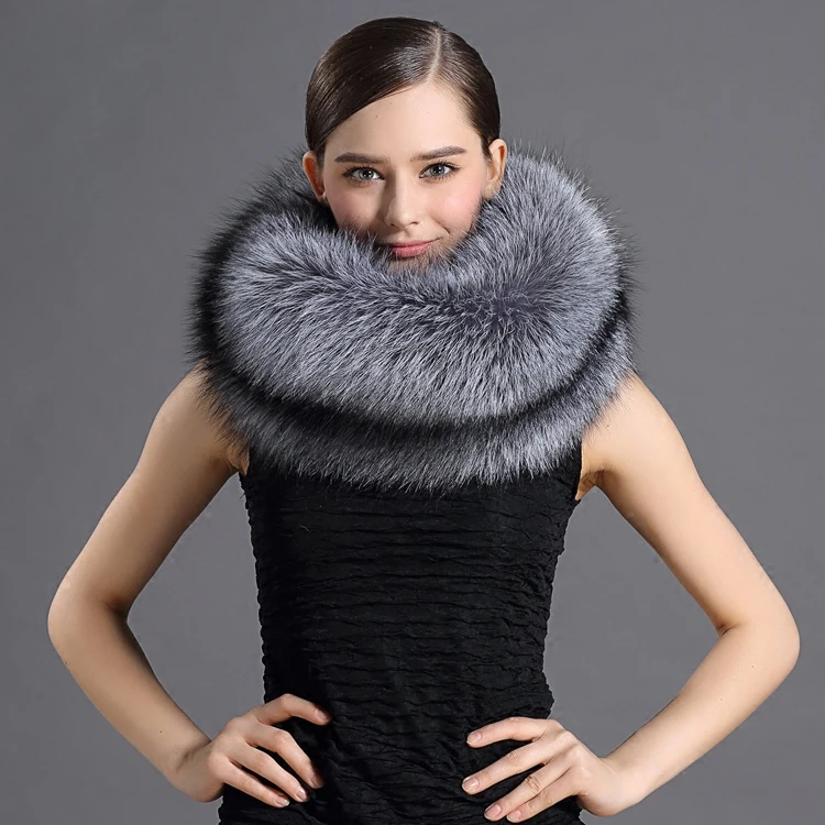 Natural Silver Fox Rf2029 роскошный Wintr натуральная черно-бурая лиса мех красный лисий мех шарф женский Полный Пелт натуральный мех шарфы - Цвет: Natural Silver Fox