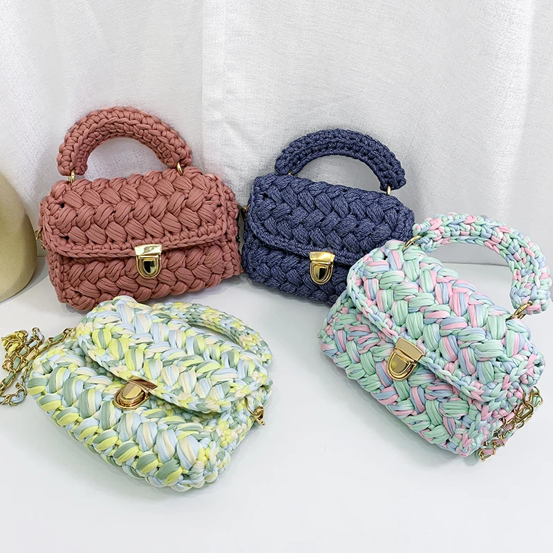 Women's Hand-Woven Bag Crochet Homemade Graceful Strip Thread Handbag  Women's Shoulder/Crossbody Bag